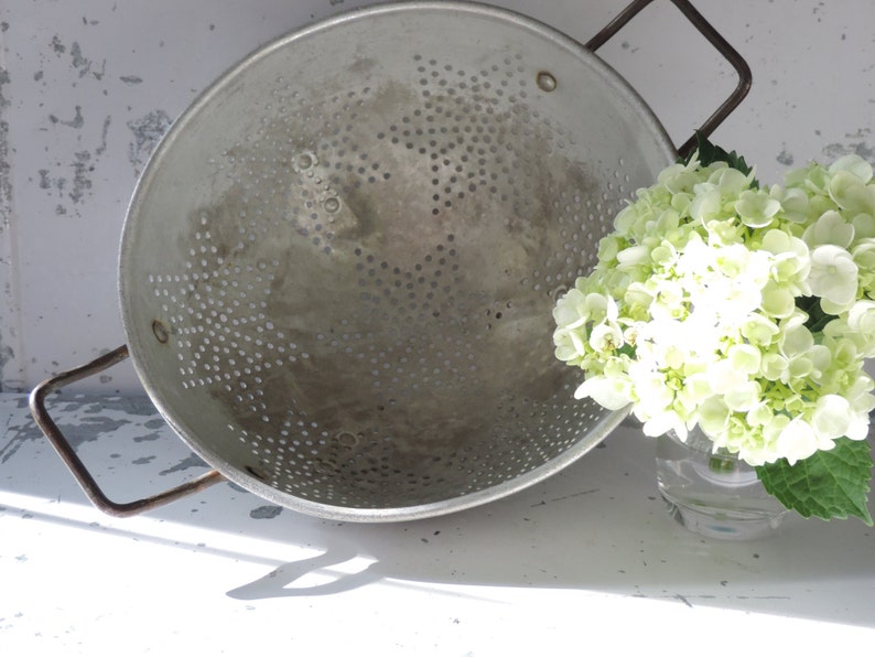 Vintage Mirro Colander 1940s Primitive Strainer Inside Outside Garden Decor Country Farmhouse Design