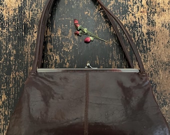 Vtg Hobo Handbag Chocolate leather Shoulder Bag