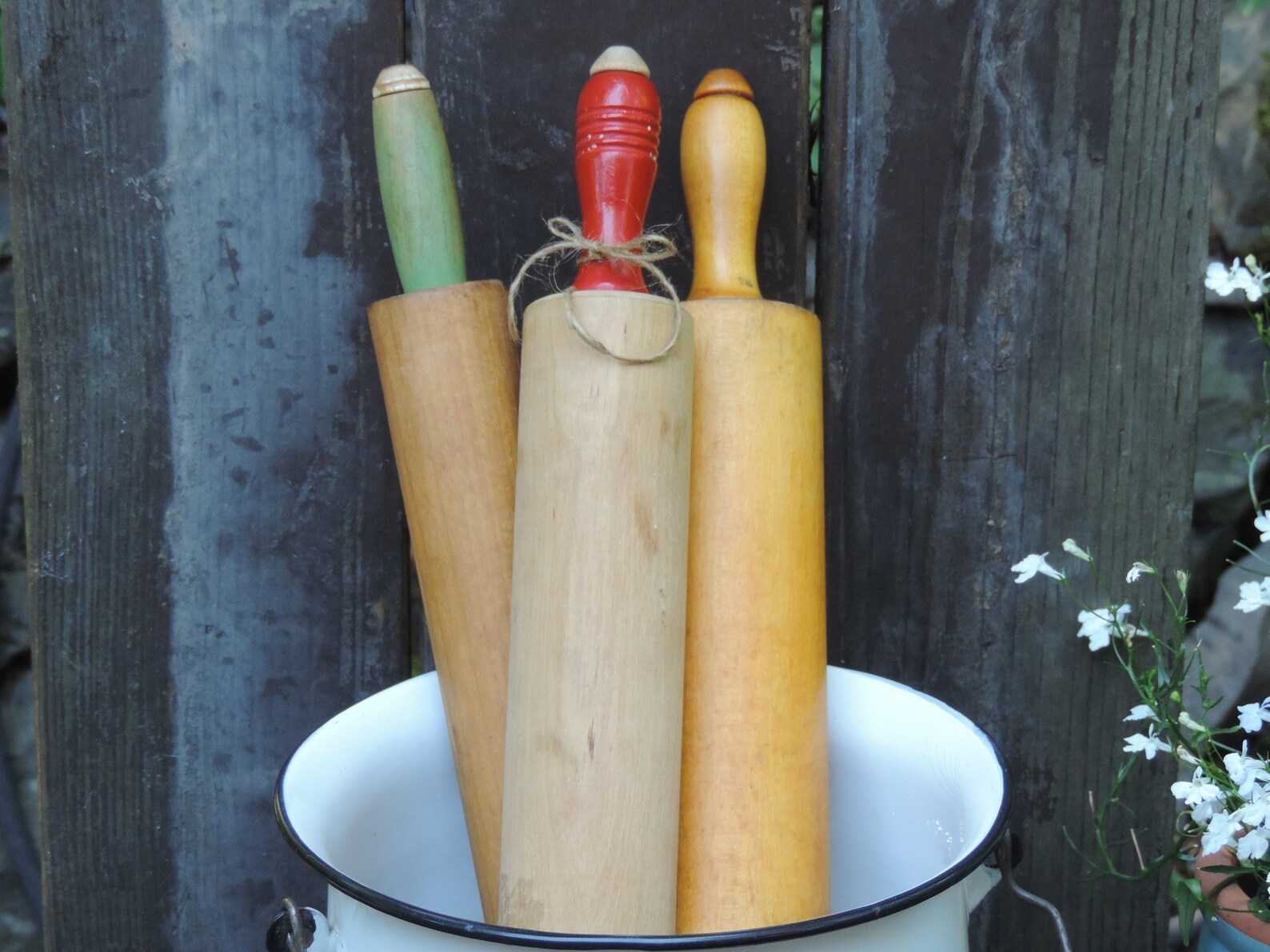 Vintage Wooden Rolling Pins Set of 3 Wooden 30's, 40s, Munising Plain