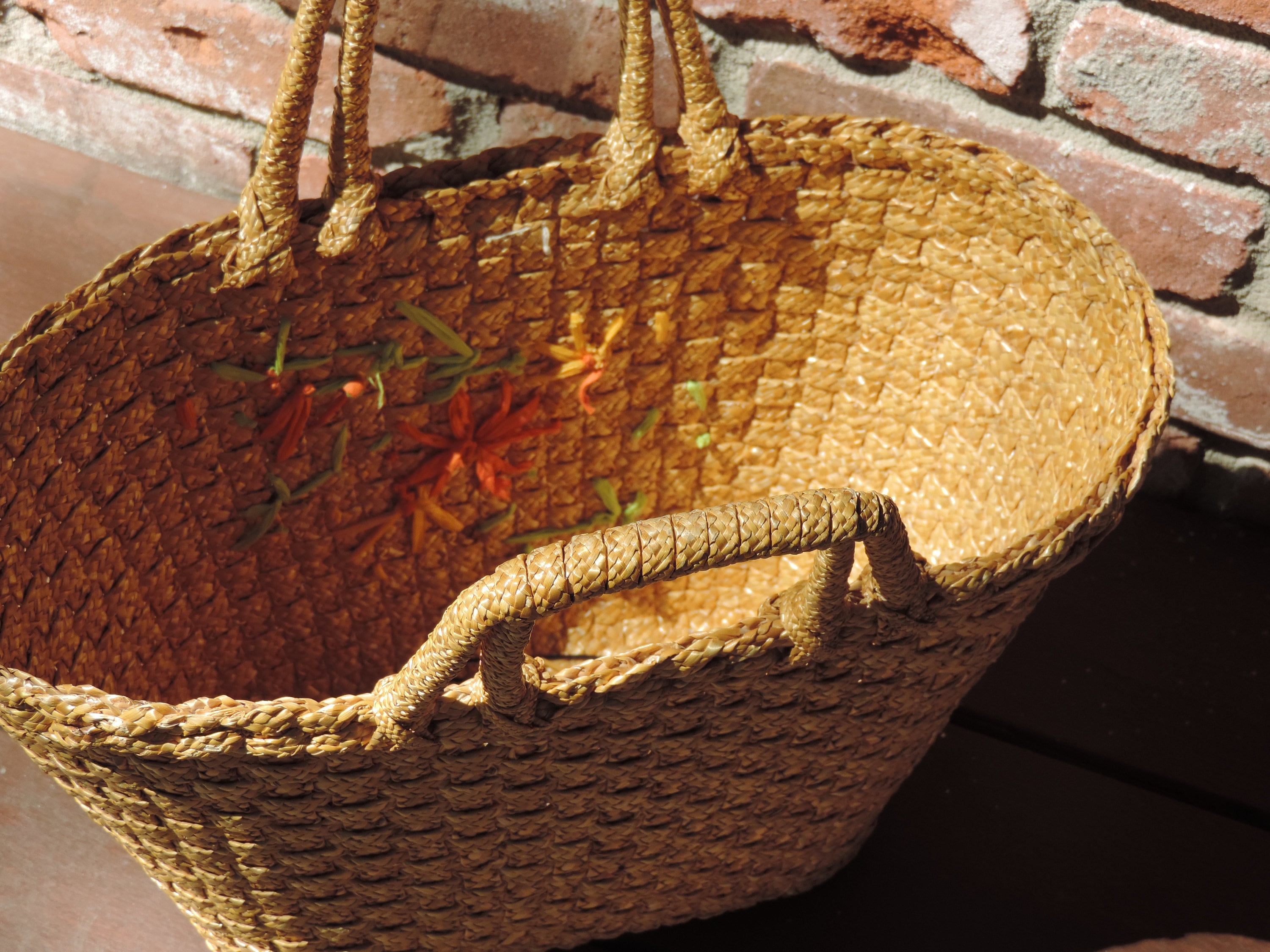 Vintage Straw Handbag Woven Beach Bag Large Straw Beach Tote Summer ...