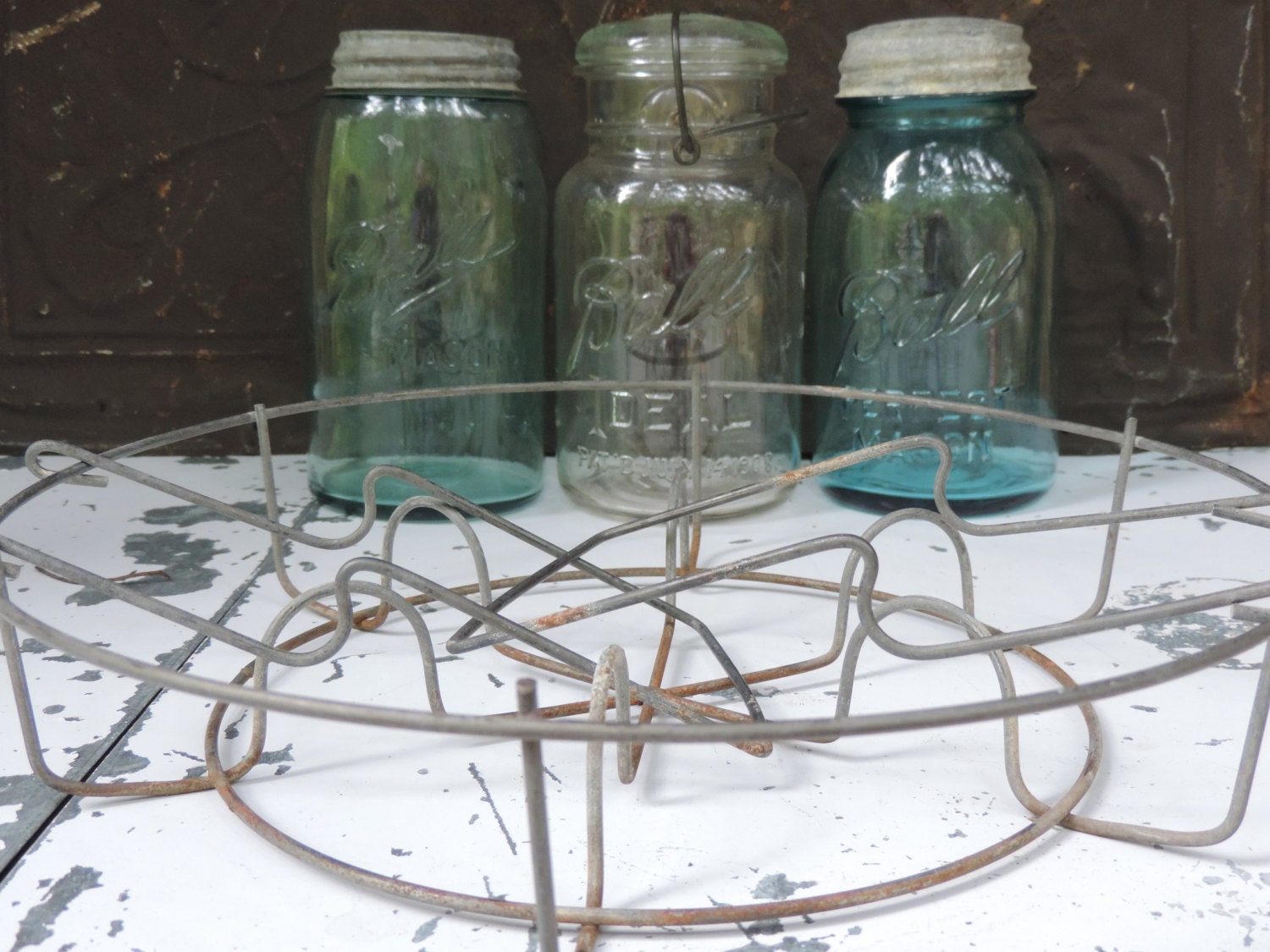 Vintage Ball Wire Canning Jar Rack Metal Mason Jar Basket Wire Holder Featuring Handles Etsy
