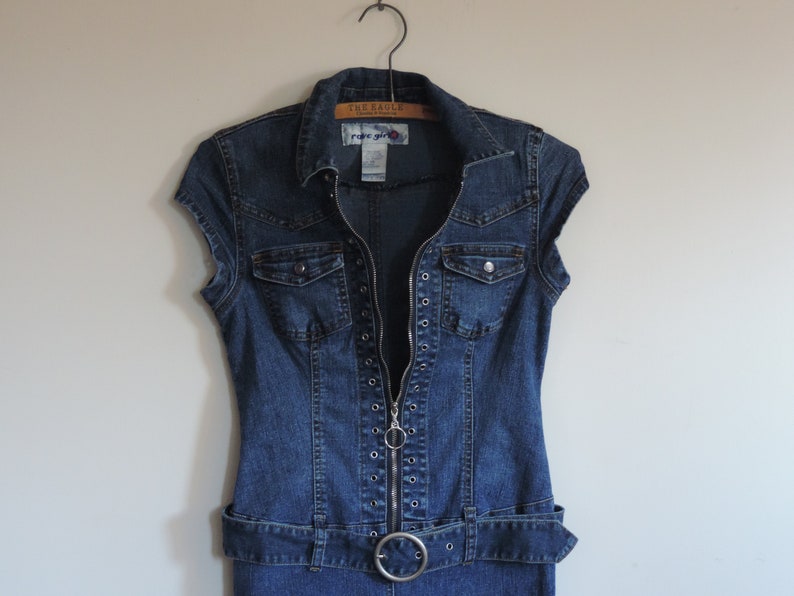 90's Vintage Denim Jumpsuit Rave Girl Mall Shop Authentic Mod Clothing Please see measurements 