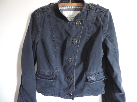 Vintage Denim Jean Jacket Military style Fitted A… - image 1