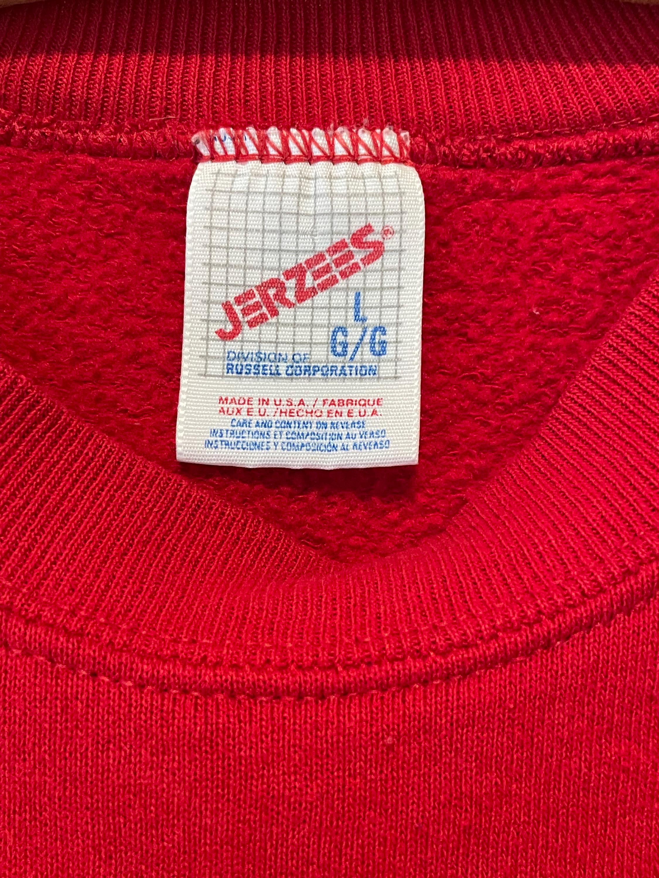 トップス 80s JERZEEZ red sweatshirt made in USA Vintage 90s Jerzees Sweatshirt Men's Extra Large Red Blank