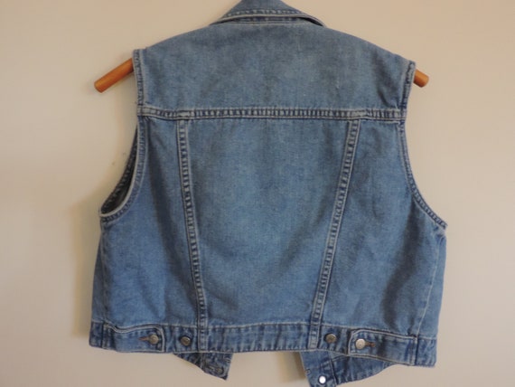 Vintage Denim Jean Vest GUESS Distressed Denim Ve… - image 5