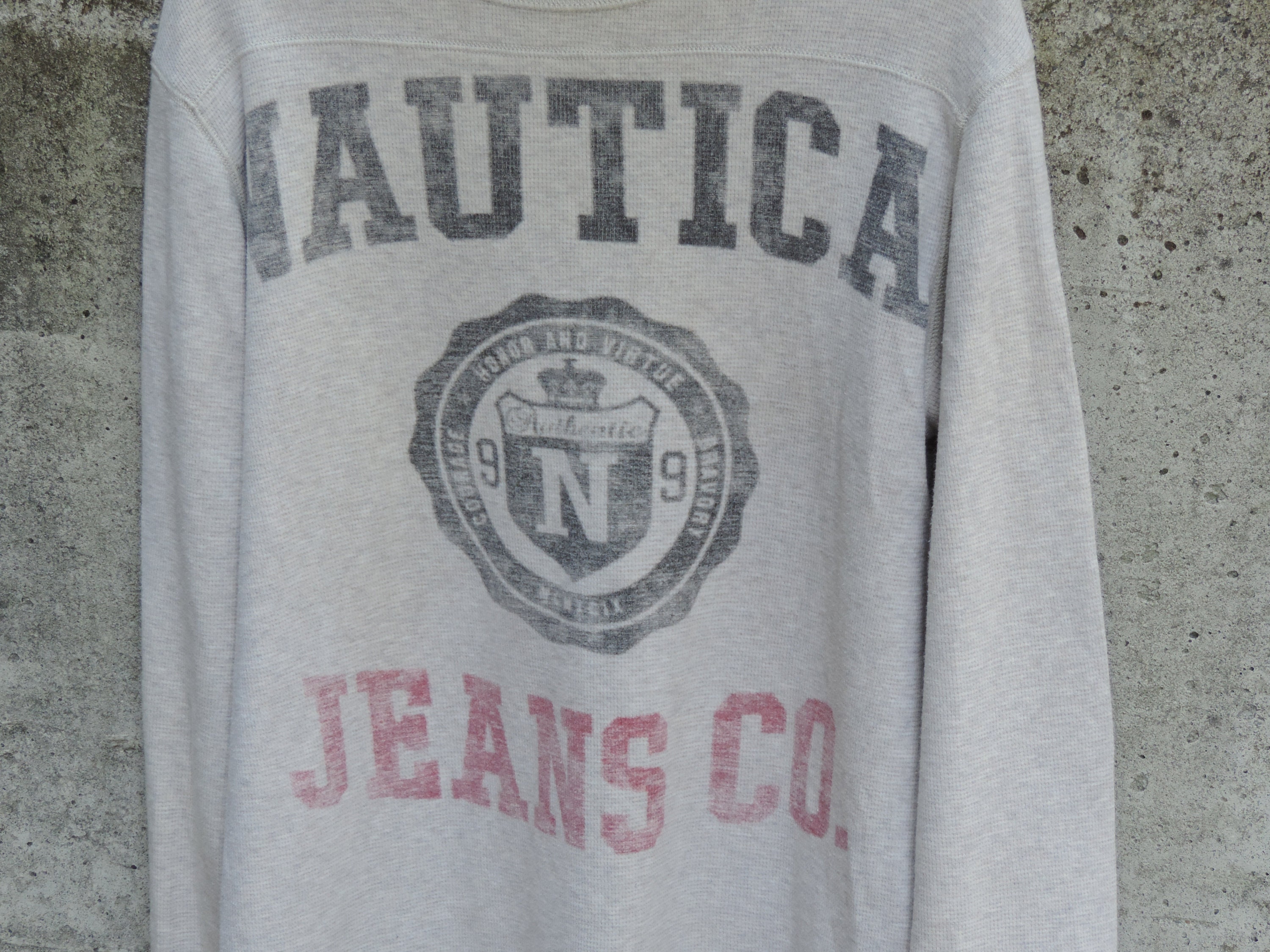 Vintage Streetwear T Shirt Thermal Long Sleeve Gray Shirt Nautica