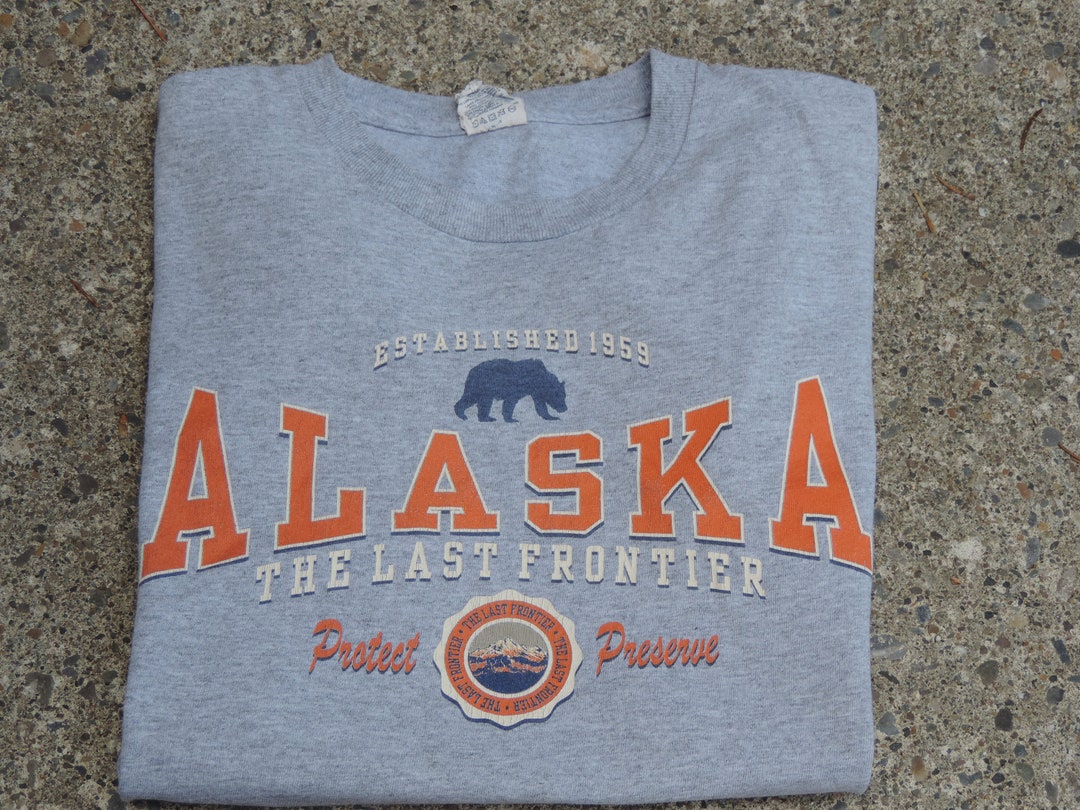 Vintage T Shirt ALASKA the Last Frontier Print Cotton T Shirt Size S ...