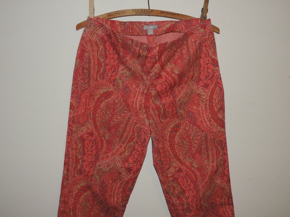 Ladies Skinny Pants Paisley Print Side Zip Cotton