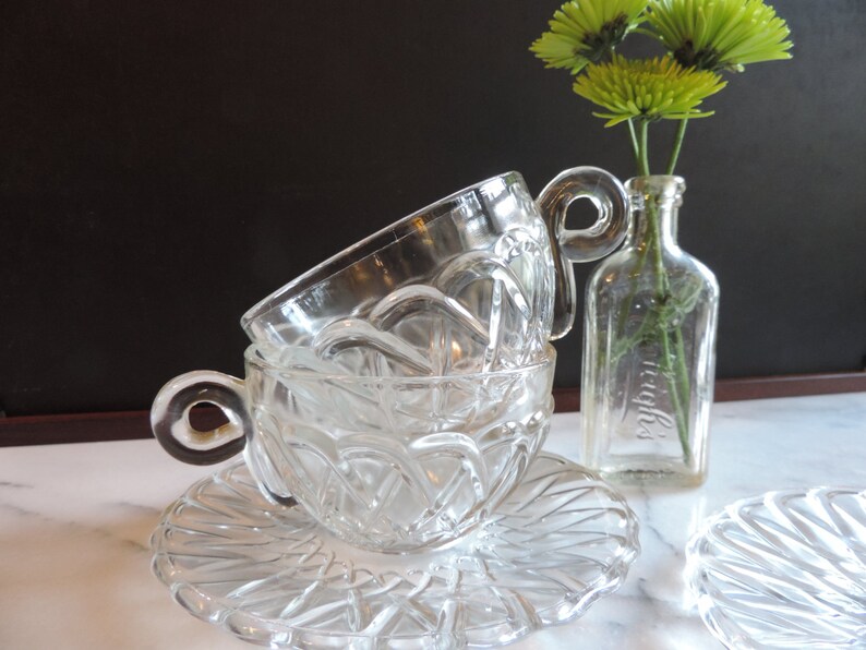 Vintage Cups and Saucers Indiana Glass Depression Glass Etsy