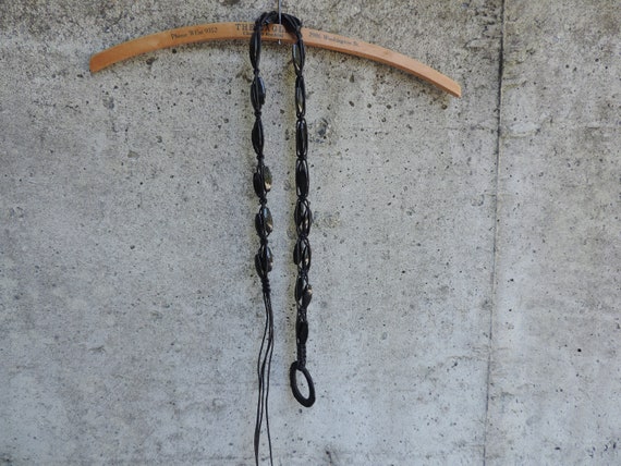Vintage Boho Belt Beaded Macrame Ladies Black Bea… - image 6