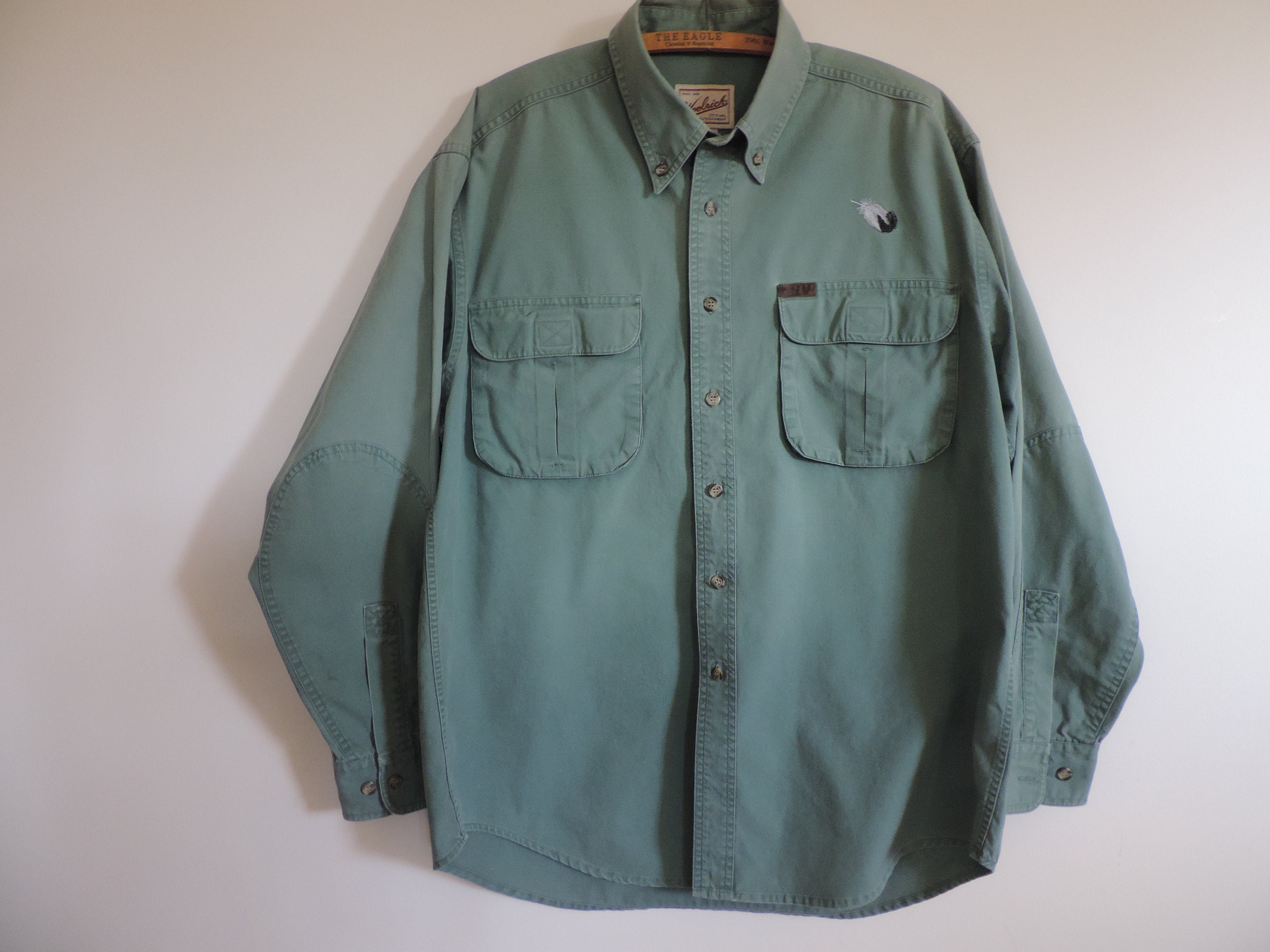 Vintage WOOLRICH Men's Shirt Fly Fishing Shirt 100% Cotton Button Down  Collar Long Sleeve Shirt Father's Day Gift 
