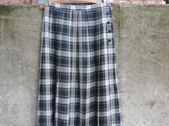 70's 80's Blue Green Tartan Maxi Skirt ANN FREEDB… - image 4