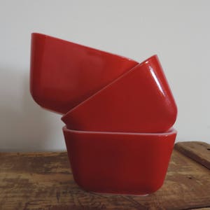 Vintage Röd Pyrex Kylskåpsset (3) Minigrytor
