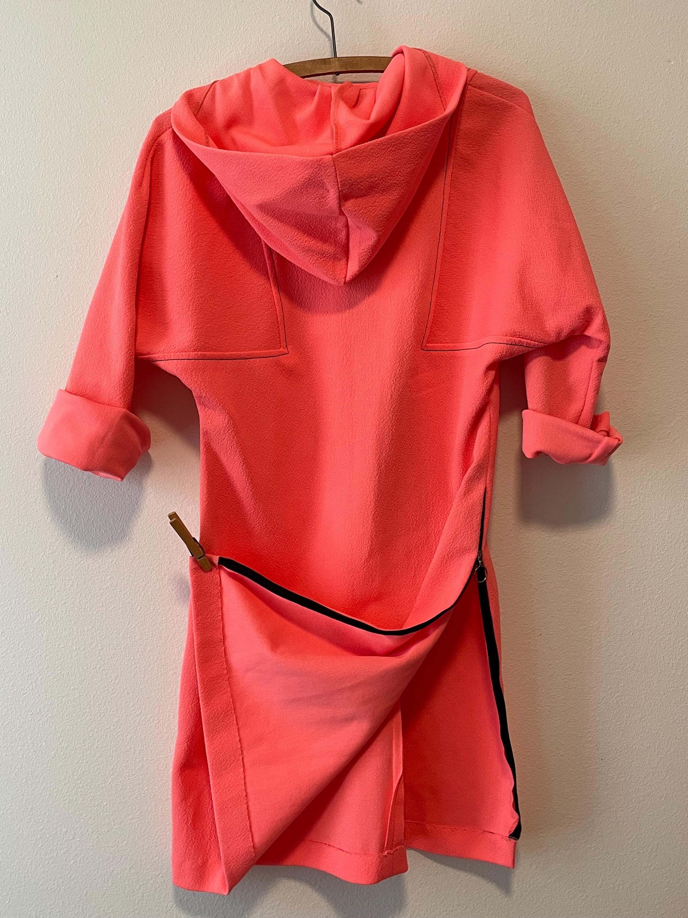 60's JC Penny Fashion Women's Swing Coat Hot Pink Gaymode Hooded