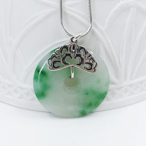 Green Jade Donut Necklace: Sterling Silver Pendant, Handmade