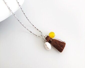 Uplifting Gift Adjustable Y Chain Gemstone Pendant Necklace Inspired by Divinity Yun Boutique