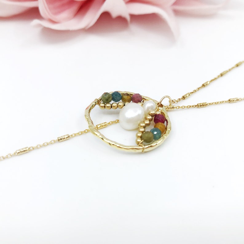 Uplifting Gift Adjustable Y Chain Gemstone Pendant Necklace Inspired by Divinity Yun Boutique