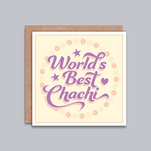 World&#39;s Best Chachi / Thayi / Masi / Mami / Bhua - Card for Aunty, Aunt, Birthday, Thank You, Hindi, Punjabi, Urdu, Indian, Desi Style Card