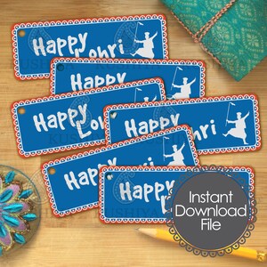 Happy Lohri Favour Tags, Gift Tags, Instant Download, Printable, Lohri Celebrations, Lohri Party, Lohri Stationery, Print your own, DIY