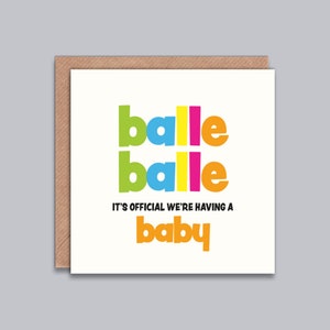 Balle Balle Wir haben ein Baby - Babyankündigungskarte, Schwangerschaft, erwartet Baby-Grußkarte, Desi, Punjabi, südasiatisches Thema.