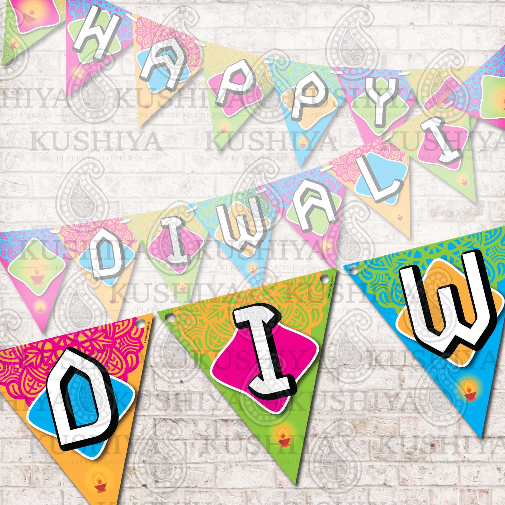 Happy Diwali Colourful Bunting Flags Diwali Decoration - Etsy UK