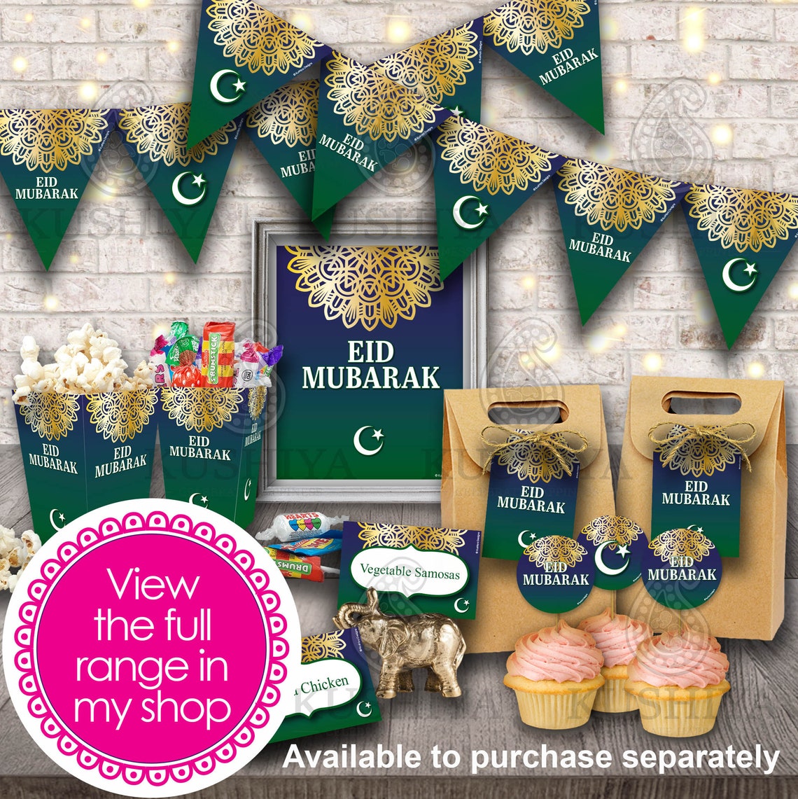 Eid Mubarak Bunting Flags & Decorative Print Eid Decoration Etsy
