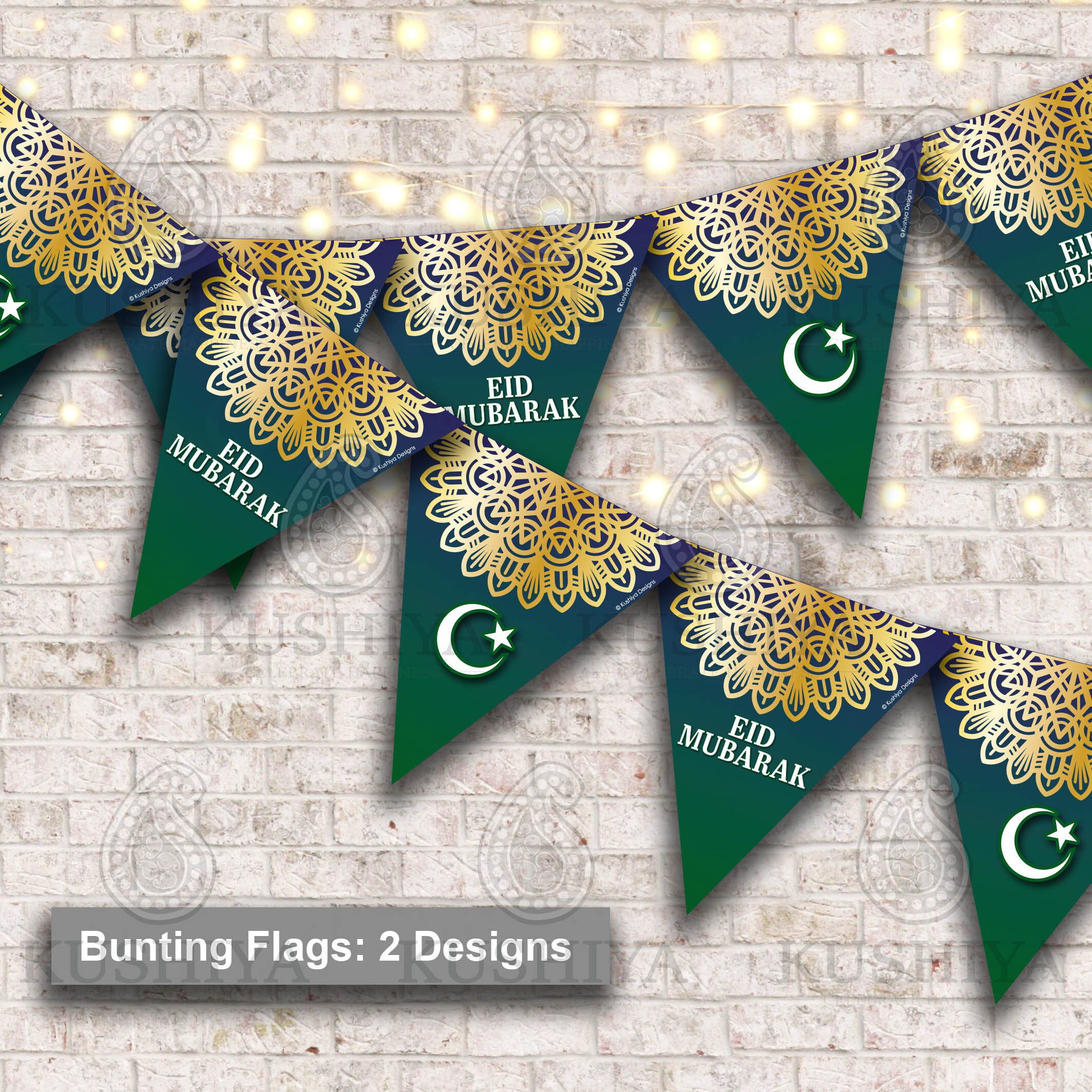 Eid Mubarak Bunting Flags & Decorative Print Eid Decoration Etsy