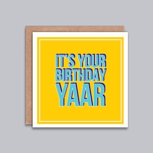 Indische Geburtstagskarte, Es ist Dein Geburtstag Yaar, Retro-Design Geburtstagskarte, Karte für Freund, alles Gute zum Geburtstag, Desi Karte, Modern, Spaß, Indisch.