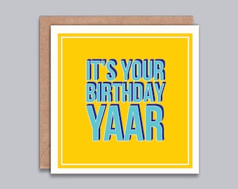 Indian Birthday Card, It's Your Birthday Yaar, Retro Design Birthday Card, Card for Friend, Happy Birthday, Desi Card, Modern, Fun, Indian.
