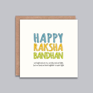 Raksha Bandhan Karte - Karte für Bruder, Karte für Schwester, glücklicher Raksha Bandhan, Rakhi Gruß, indische Anlasskarte, Desi Karte, modern