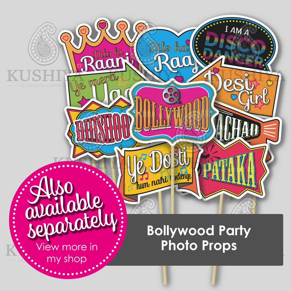 Printed and Cut Bollywood Film Dialogue Photo Booth Props | Etsy