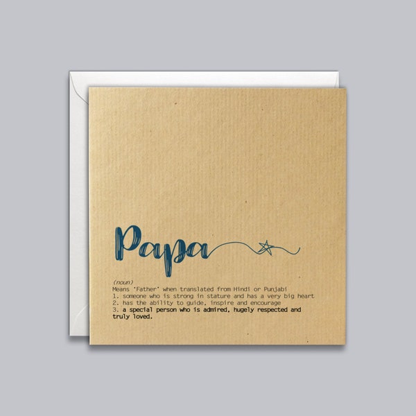 Papa - Dad Card, Indian, Hindi, Punjabi, Desi, Definition, Meaning, Father's Day, Thank You, Best Dad, Special Dad, Happy Birthday,