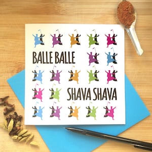 Bhangra Tänzer Karte, Balle Balle, Hooray, Feiern, Punjabi Karte, Desi Karte, Geburtstag, Jubiläum, Hochzeit, Glückwünsche, Indisch