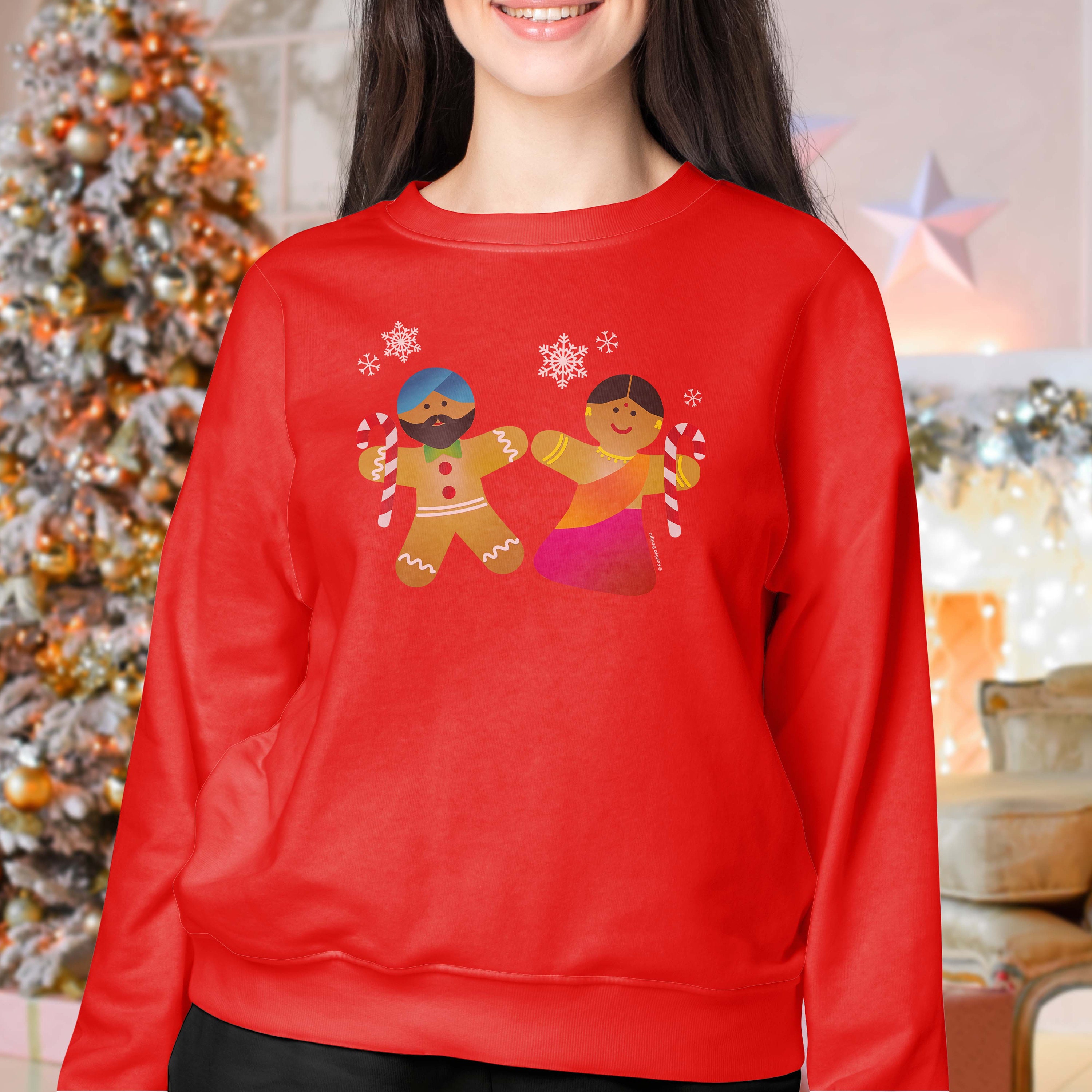 Desi Gingerbread Men Christmas Jumper in Red Punjabi Xmas Etsy UK