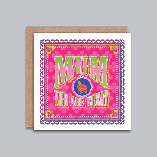 Birthday Card for Mum, Mum You are Great, Thank You, Best Mum, Perfect Mum, Special Mum, Birthday, Mother's Day, Fun, Indian Truck Art, Desi