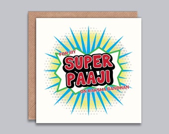 Raksha Bandhan Card for Paaji - Rakhi Greetings, Brother, Indian Occasion, Best Brother, Comic Style, Super Hero, Indian Celebration, Desi