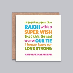 Raksha Bandhan Karte - Karte für Bruder, Schwester, Rakhi Tag, glücklicher Raksha Bandhan Gruß, Rahria, indische Anlasskarte, Desi Karte, modern.