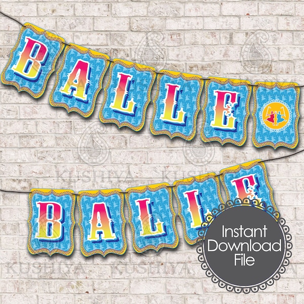 Desi Style Bunting Flags - Indian Themed, Banners, Balle Balle, Bhangra, Celebrations, Instant Download, Printable, Print your own, PDF File