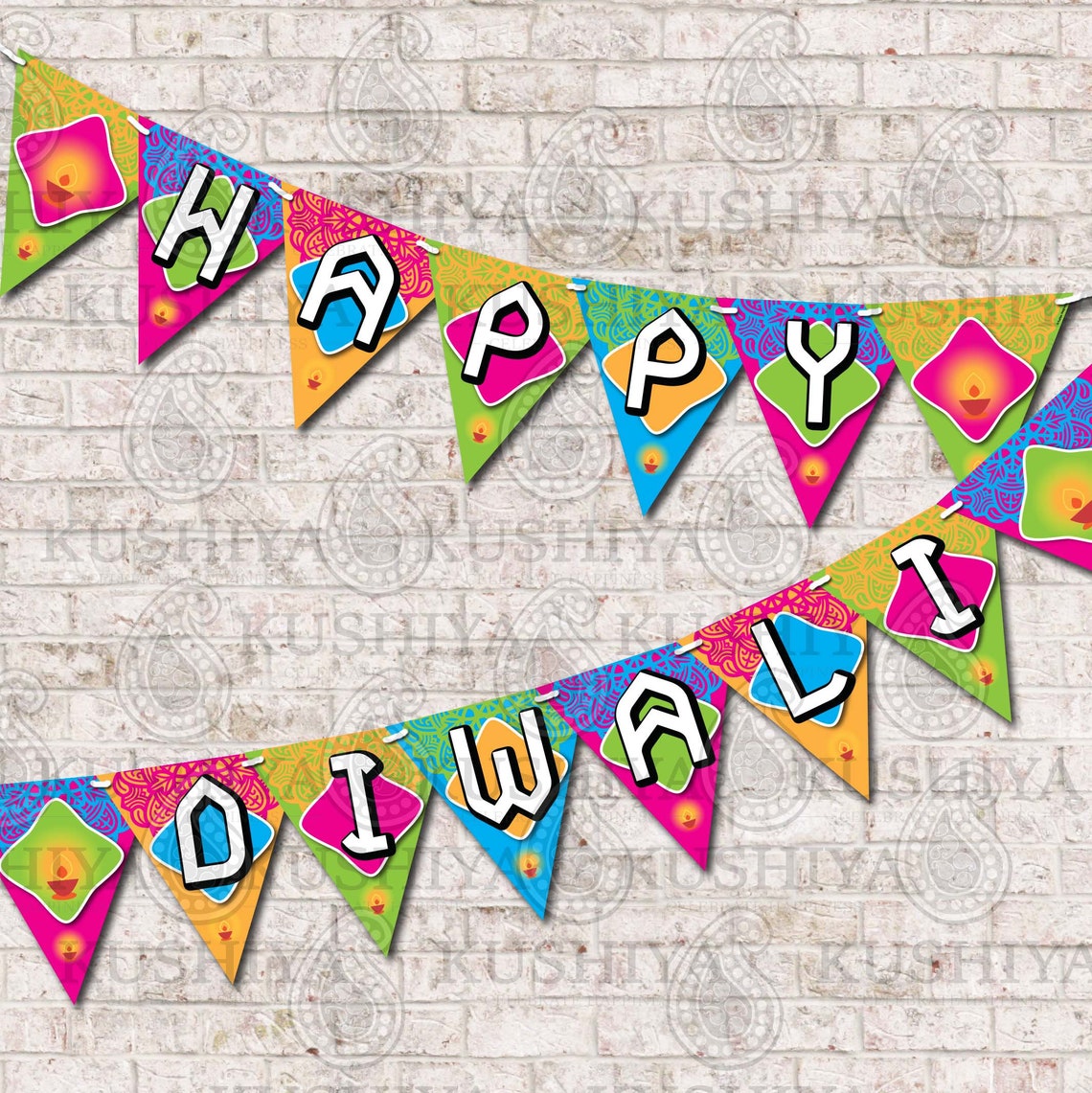 Happy Diwali Colourful Bunting Flags Diwali Decoration Etsy UK