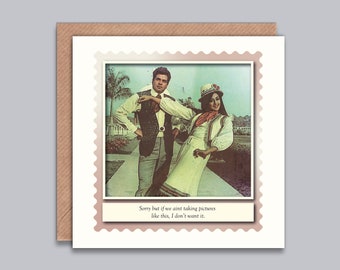 Taking Pictures Like This - Vintage Bollywood Card, Bollywood Fan, Desi Couple, Happy Anniversary, Wedding Congratulations, Valentines.