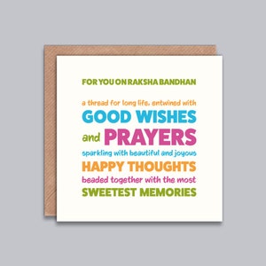 Wünsche auf Raksha Bandhan Karte - Karte für Bruder, Schwester, Rakhi Tag, glücklicher Raksha Bandhan Gruß, Rahria, indische Karte, Desi Karte, modern.
