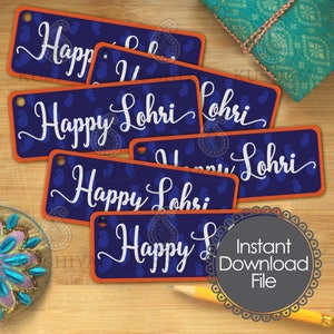Happy Lohri Favour Tags, Gift Tags, Instant Download, Printable, Lohri Celebrations, Lohri Party, Lohri Stationery, Print your own, DIY
