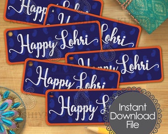 Happy Lohri Favour Tags, Gift Tags, Instant Download, Printable, Lohri Celebrations, Lohri Party, Lohri Stationery, Print your own, DIY