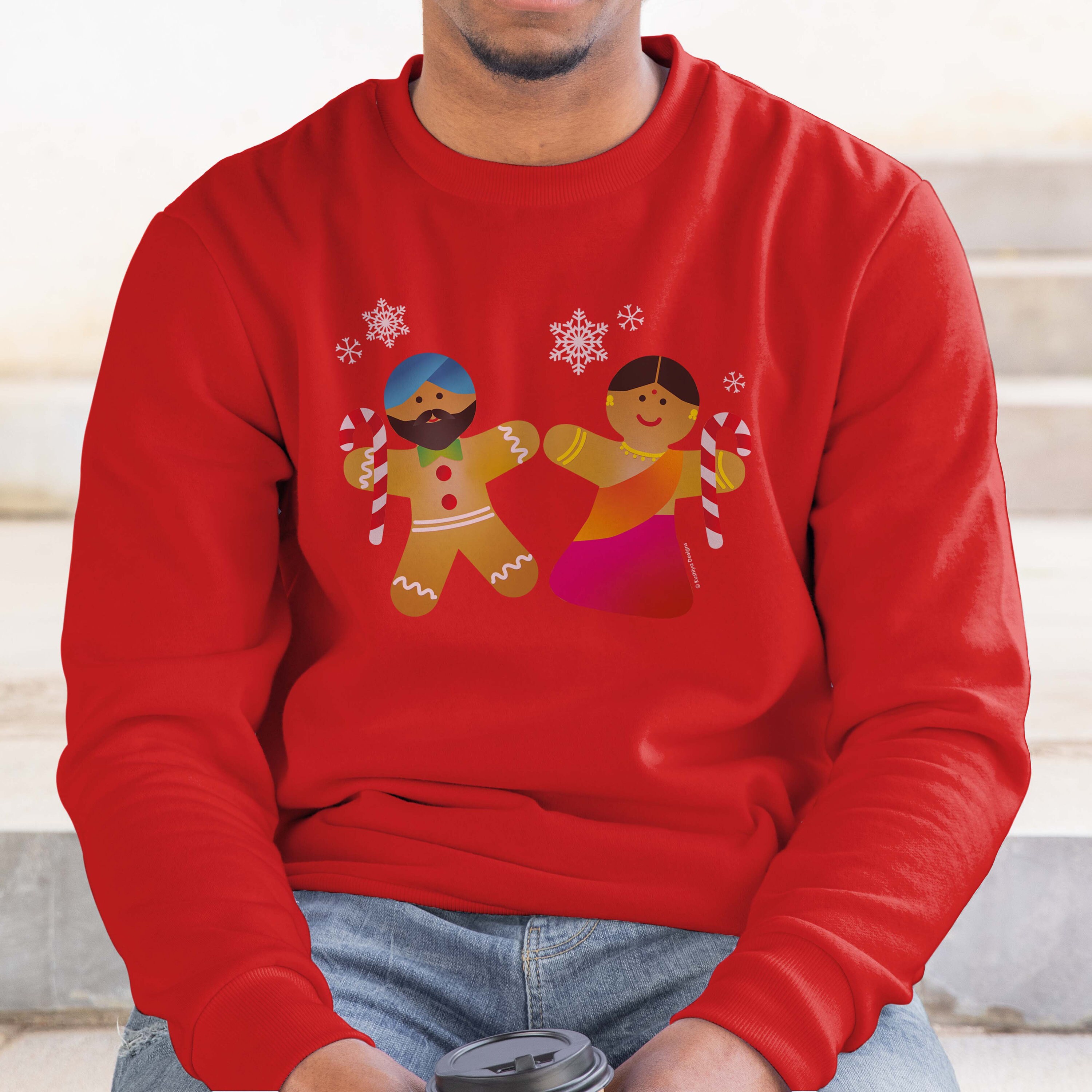 Desi Gingerbread Men Christmas Jumper in Red Punjabi Xmas Etsy UK