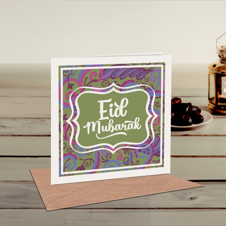 Eid Celebrations, Eid Mubarak Card, Ramadan Kareem, Happy Eid, Islamic Greeting Card, Muslim Festival, Religious Occasion Card, Ethnic Card image 3
