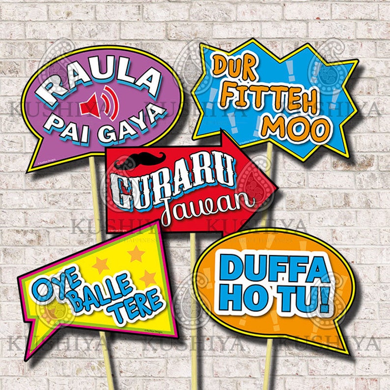 Desi Punjabi Wording Photo Props Set of 10 Desi Style Etsy