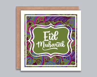 Eid Celebrations, Eid Mubarak Card, Ramadan Kareem, Happy Eid, Islamic Greeting Card, Muslim Festival, Religious Occasion Card, Ethnic Card