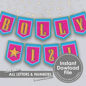 Bandeiras de estamenha para impressão com todas as letras com tema de Bollywood - casamento indiano, chá de panela, personalizado, digital, imprima seu próprio banner personalizado DIY