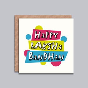 Glückliches Raksha Bandhan - Bunte Karte, Für Bruder, Für Schwester, Rakhi-Gruß, Indische Anlasskarte, Indische Feier, Desi Karte