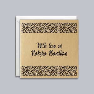 Mit Liebe auf Raksha Bandhan, Bordürendesign-Karte, Rakhi-Gruß, indische Anlasskarte, Bruder, Schwester, indische Feier, Desi-Karte,